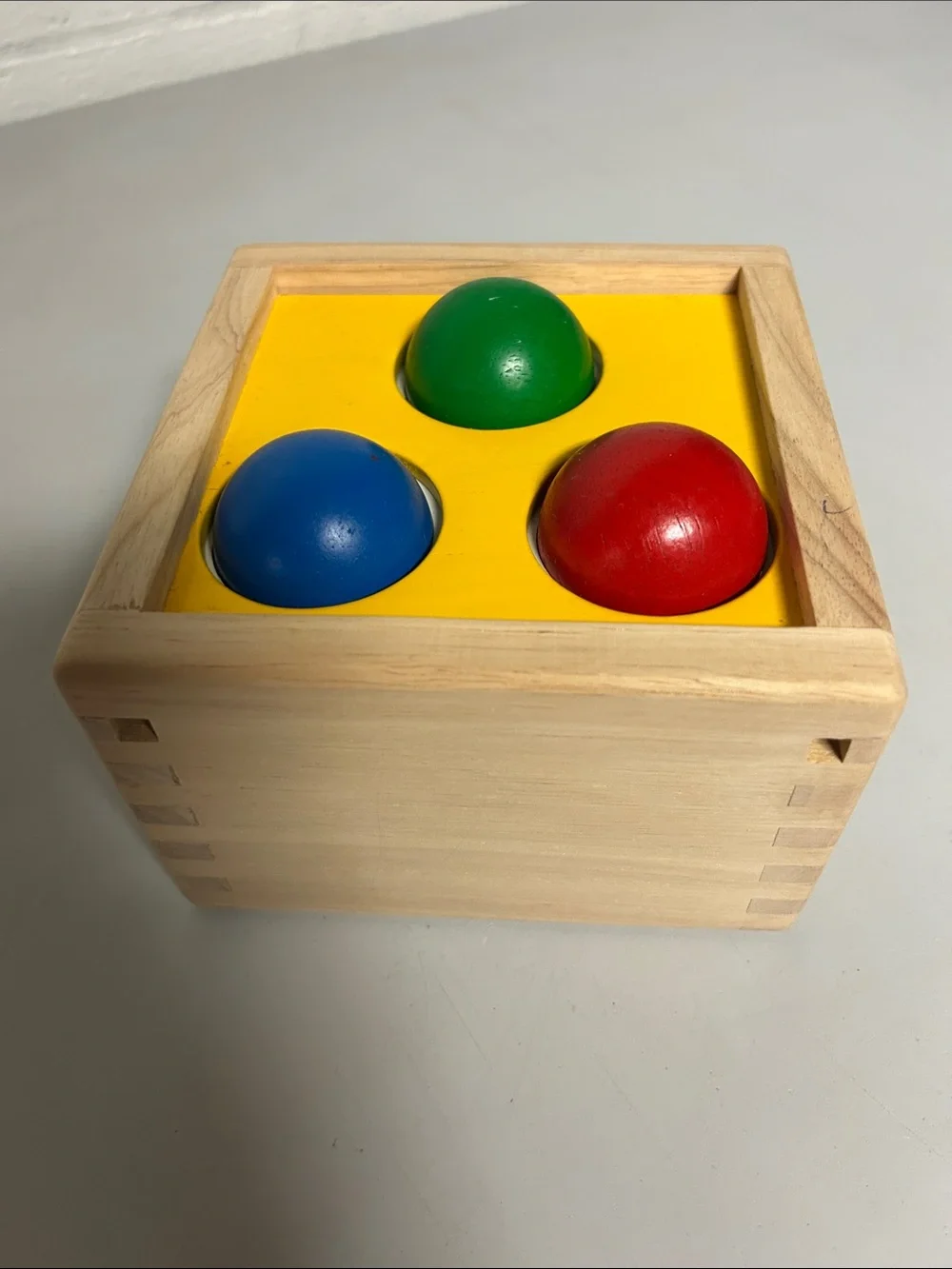 Plan Toys punch & drop natural wood mallet and ball  toy